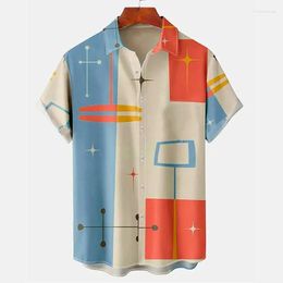 Men's Casual Shirts Fashion Hawaiian Men's Pattern Print For Men Clothing Oversized Short-Sleeved Lapel Button Shirt Brand Tops