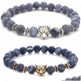 Beaded Leopard Head Bracelet Natural Stone Agate Designer Jewelry Women Bracelets Mens Fashion Drop Ship Delivery Dhhyu