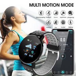 Smart Bracelets Pedometers 119 Plus Watch Men Women Blood Pressure Waterproof Sport Round Smartwatch Clock Fitness Tracker For Android IOS 230601