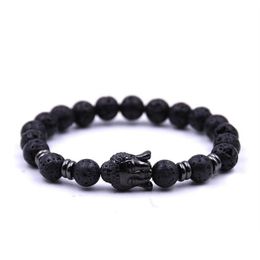 Beaded Wholesale Handmade Diffuser Natural Stone Bracelets Women Jewellery Charms Volcanic Rock Buddha Head Beads For Men Drop Delivery Dhj5N