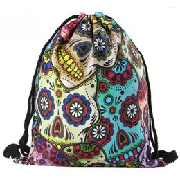 Cosmetic Bags Versatile Drawstring Travel Bag With Skull Print Large Storage Space Makeup Organiser Toiletry