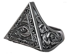 Cluster Rings Eye Of Providence Illuminati Symbol Floral Pattern Ring 925 Solid Sterling Silver