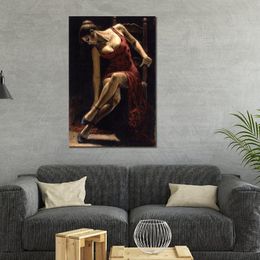 Romantic Figurative Canvas Art Dancer on The Chair Hand Painted Oil Artwork of Spanish Dancing Modern Decor for Spa Retreat