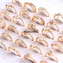 Band Rings 10Pcs/Lot Fashion Heart Love Micro-inlaid Colorful Crystal Finger Ring Jewelry For Women Mix Style Wedding Engagement Party Gift J230602