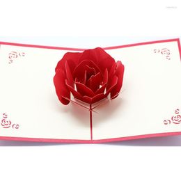 Greeting Cards 1pc Rose Flower 3D Up With Envelope Mariage Wedding Invitation Valentines Day Gift Card Valentine