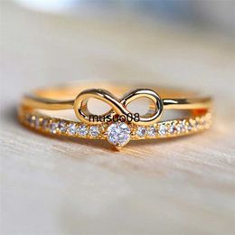 Band Rings Huitan Chic Bow Shape Finger Ring for Women Infinity Sign Cubic Zirconia Rings Fashion Finger Accessories Daily Party Jewelry J230602
