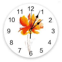 Wall Clocks Flowers Watercolour Painting Art Plants Clock Modern Design Hanging Watch For Home Decoration Living Room