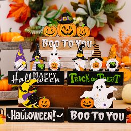 Halloween Wooden Centerpiece Signs Table Decorations Witch Home Party Tabletopper Ornaments Tier Tray Room Decor KDJK2306