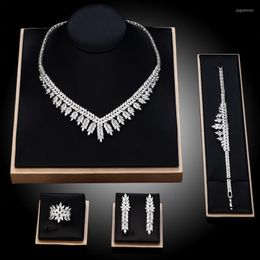 Necklace Earrings Set Costume For Women Jewelry Pendant Sets Bracelet And Ring Bride Zircon Jewellery