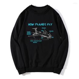 Men's Hoodies Print Engineer Mechanical How Plane Hoodie Aircraft Aeroplane Schematic Diagram Pattern Men Sweater Sweatshirt Streetwear