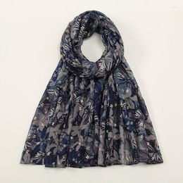 Scarves Women Vintage Breathable Yarn Scarf Floral Fringe Hijab Shawls And Wraps With Stone Muslim