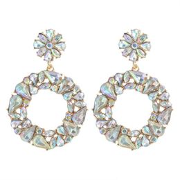 Dangle Chandelier Colorf Fl Rhinestone Flower Round Statement Drop Earrings Women High Quality Crystal Jewellery Accessories Delivery Dh21B
