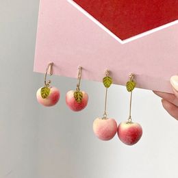 New Fashion Peach Shaped Earrings For Women Girls Cute Imitation Fruit Pendant Stud Ear Jewelry Birthday Gifts