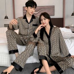 Sexy Pyjamas Jxgarb Spring Autumn New Satin Letter Cross Female Male Couples Pajamas Sets Fashion Women Men Lovely Ice Silk Sleepwear J230601