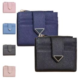 luxury designer Saffiano Triangle Genuine Leather keychain wallet coin purse Womens mini wallets mens tote bag card holder with box cardholder 9 card slots key pouch