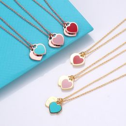 Luxury Brand Love Heart Designer Pendant Necklaces for Women Girls Sweet Classic Silver Gold Blue Elegant Bracelet Bangle Choker Necklace Jewelry