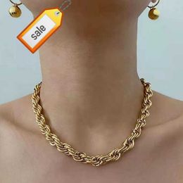 New 8mm Thick Chunky Choker Chain Woman Jewellery 18K Gold Plated Stainless Steel Rope Link Chain Necklace Wholesale