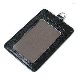 Card Holders Cow Leather Bus ID High Quality Name Cover Women Men Bank Black Red Identity Porte Badge