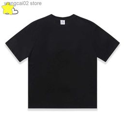 Men's T-Shirts Solid Color Simple Small Embroidered Vetements T-Shirt Men Women Casual Loose Black White VTM Short Sleeve Tee Inside Tags T230602