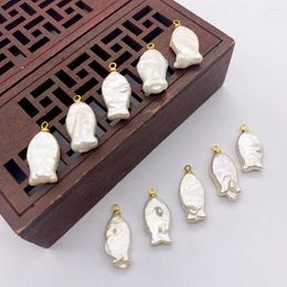 Pendant Necklaces 1pcNatural Freshwater Pearl Necklace Fish Shaped White DIY Jewellery Making Charm Earring Accessories10x18mm