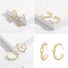 Hoop Huggie Simple Hollow Sier Needle C Shape Earring For Women Charm Gold Metal Statement Earrings Jewellery Fashion Brincos Drop De Dhmgu