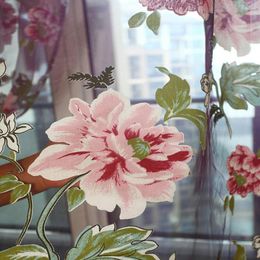 Curtain 100 200cm Peony Flowers Door Window Room Divider Valance For Living Bedroom Kitchen Shade Drape
