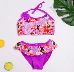 Swimwear Children's two-piece 3-7 year old girls' children's beach flower swimsuit Biquini baby ST137 P230602