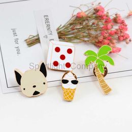 Fashion Enamel Pins Dog Tree Dice Ice Cream Cartoon Brooches Denim Jackets Backpack Button Lapel Pin Badge Jewelry For Women Men