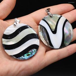 Pendant Necklaces Natural Stripe Abalone Shell Round Mother Of Pearl Shells Charms For Women Jewellery Making DIY Necklace Accessories Gift