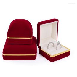 Jewelry Pouches Golden Rim Of Cambered Flannelette Packaging Box For Ring Pendant Earrings Bracelet