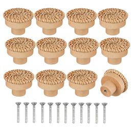 Handles Pulls Wooden Handles Beech Rattan Drawer Knobs Wardrobe Furniture Handle Kitchen Cupboard Door Handle Dresser Pulls Furniture Hardware 230602