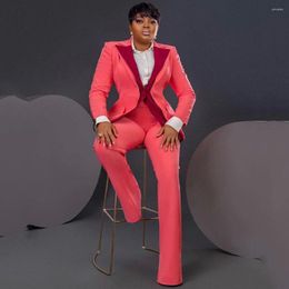 Women's Suits 2023 Lastest Women Business Suit With One Button 2-Piece Slim Fit Red Lapel Female Pants Work Blazer