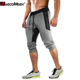 Sweatpants MAGCOMSEN Men's Jogger Pants with Zip Pockets Elastic Waist Below Knee Length Sport Pants for Gym Workout Crossfit Training