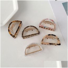 Clamps Tortoiseshell Hair Clip Geometric Acetate Claw Hollow Grip Semicircle Hairpin Women Headwear Accessories Drop Delivery Jewelr Dhpgl