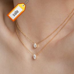 High End 18K Gold PVD Dainty Waterdrop Oval Zirconia Stainless steel Pendant Necklace Fashion Jewelry