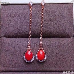 Dangle Earrings KJJEAXCMY Fine Jewellery 925 Sterling Silver Inlaid Natural Red Coral Luxury Girl Eardrop Support Test