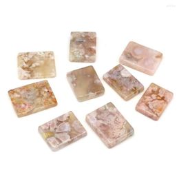 Pendant Necklaces 1pcs Natural Stone Rectangle Cherry Blossom Agates Pendants For Jewelry Making DIY Necklace Bracelet Gift Size 30x42mm
