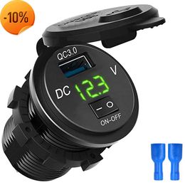 Car charger USB Car Charger Quick Charge 3.0 12V 24V Cigarette Lighter USB Charger with Switch Voltage Display For Motorcycle Truck RV