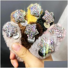 Hair Clips Barrettes Girls Hairpins With Crystal Star Lovely Soft Fur Cute Plush Accessories Drop Delivery Jewelry Hairjewelry Dh8Hm