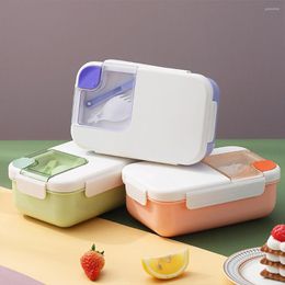 Dinnerware Sets Lunch Box Office Worker Portable Compartment Container With Spoon Rectangular Kitchen Fruit Salad Organiser Purple