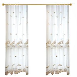 Curtain Chinese Style Pavilion Embroidery Window Screen Curtains For Living Room Bedroom Study Floor-to-ceiling Bay Finished