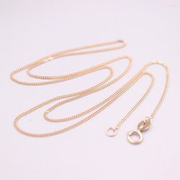 Chains AU750 Pure 18K Rose Gold Chain 1mm Curb Link Necklace 1.9-2g / 17.3inch For Women Lucky Gift