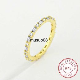 Band Rings 2022 NEW Classic18K Gold Single Row Baguette Diamond Couple Ring For Women S925 Silver Anniversary Valentine's Day Gift Jewelry J230602