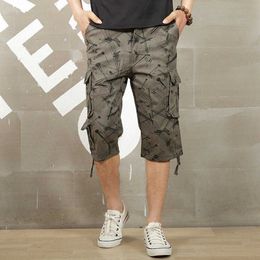 Camo Long Cargo Men's Summer Casual Cotton Hot Air Pockets Multi Pocket Military Capris Tactical Shorts P230602