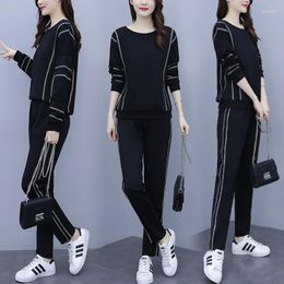 Women's Two Piece Pants 2023 Tracksuits Casual Suit Autumn Winter Fashion Plus Size Loose Sweater Set Top And Year-old Female Costume