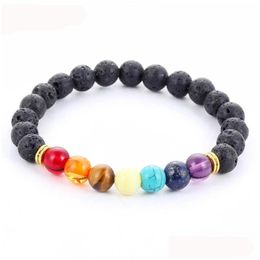 Beaded 7 Chakra Healing Yoga Reiki Prayer Bead Stones Nce Diffuser Warp Bracelet Bangle Adjustable Jewellery For Women Drop Delivery Br Dhosb