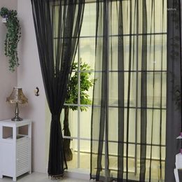 Curtain Solid Colour Bedroom Drap Sheer Wedding Glass Yarn Voile Door Window Screening Valances Home El Decor D35