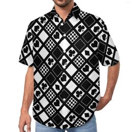 Camicie casual da uomo Casinò Carte da gioco Hearts Crosses Print Camicia da vacanza Camicette cool hawaiane Mens Plus Size 4XL