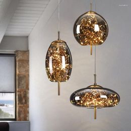 Pendant Lamps Nordic Gypsophila LED Lights Glass Lampshade Bedroom Living Room Dining Modern LOFT Lamp Interior Lighting