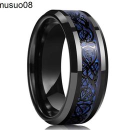 Designer Ring Band Rings Classic Men's 8Mm Black Tungsten Wedding Rings Double Groove Bevelled Edge Brick Pattern Brushed Stainless Steel Rings For Men Fashion 822